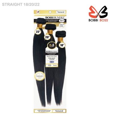 Bobbi Boss Gold Boss Bundle 100% Unprocessed Human Hair Weave -  STRAIGHT 3 PCS [18.20.22]