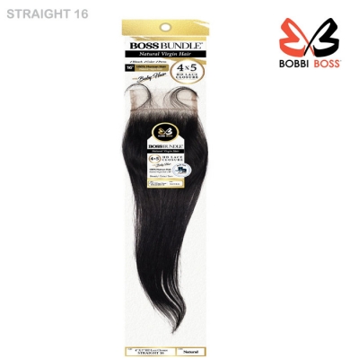 Bobbi Boss Bundle 100% Virgin Human Hair 4X5 HD Lace Closure - STRAIGHT 16