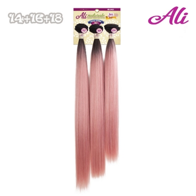 Ali Human Hair Blend Naturalle Yaki Straight 14.16.18 with Top Closure - AN3S3