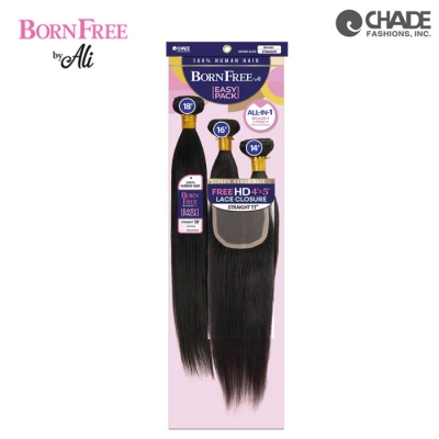 Born Free 100% Human Hair 3Pcs + 4x5 HD Closure - STRAIGHT [S1-S6]