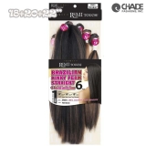 New Born Free Human Hair Blend Remi Touch 6pcs - Natural Kinky Perm Straight 18+20+22 + Hand tied Top closure