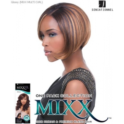 Sensationnel Mixx Multi Curl Short GLOSSY SHORT - Human Blend Weave Extensions