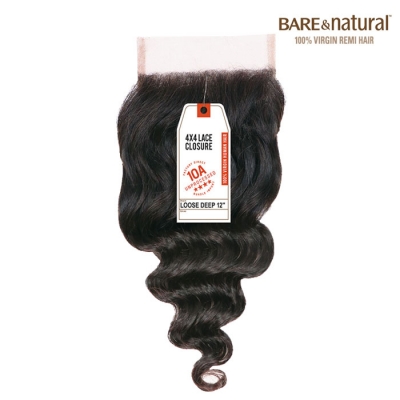 Sensationnel Bare & Natural 10A 4X4 LACE CLOSURE - LOOSE DEEP 12