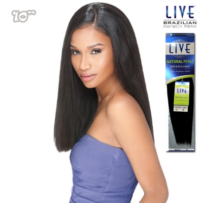 Sensationnel LIVE 100% Human Hair Brazilian Keratin Remi Weave -  PERM YAKI 10