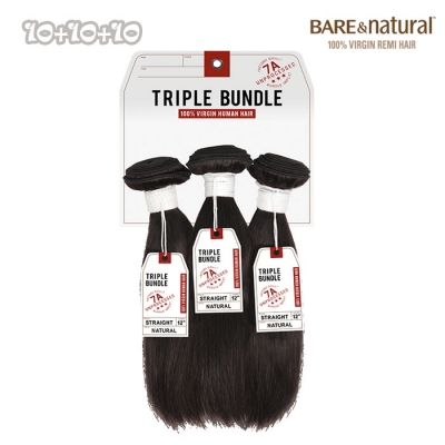 Sensationnel BARE & NATURAL Unprocessed 100% 7A Virgin Human Hair Triple Bundle - STRAIGHT 10.10.10