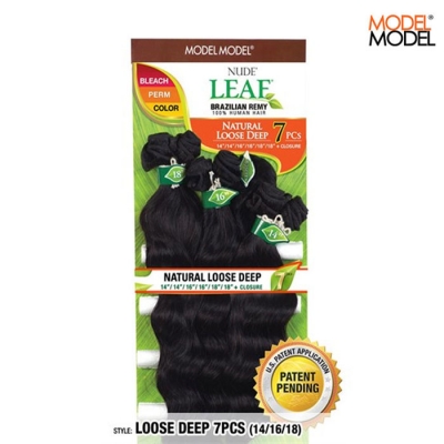 Model Model Nude Leaf Brazilian Remy Weave - NATURAL LOOSE DEEP Wave 7 PCS (14 16 18)