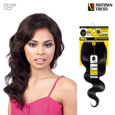 Motown Tress 100% Virgin Brazilian 4x4 8A Bundle BODY WAVE CLOSURE 10