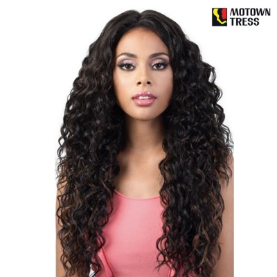 Motown Tress Human Hair Blend 360 All Round Deep Lace Part Wig - HB360L.MEG