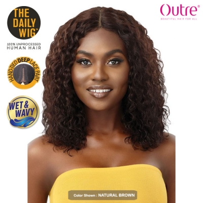 Outre The Daily Wig 100% Unprocessed Human Hair Lace Part Wig - HH Wet n Wavy Deep Curl 14