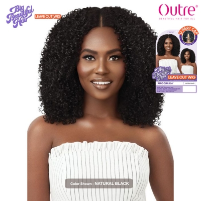 Outre Big Beautiful 100% Human Hair Premium Blend U Part Cap Leave Out Wig - AFRO CURLS 16