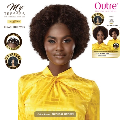 Outre Mytresses Gold Label 100% Unprocessed Human Hair U Part Leave Out Wig - HH NATURAL AFRO