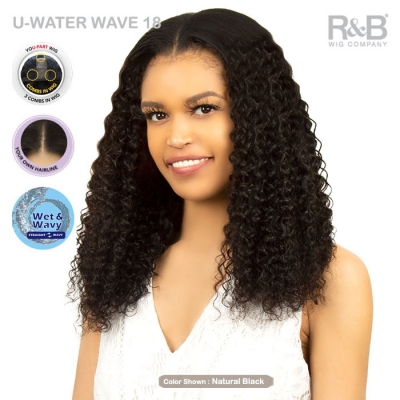 R&B Collection 100% Unprocessed Brazilian Virgin Remy Hair U Part Lace Wig - U-WATER WAVE 18